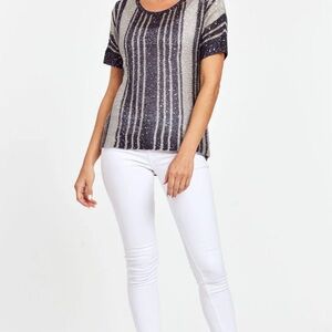 Dolce Cabo Navy and Silver Sequin Top